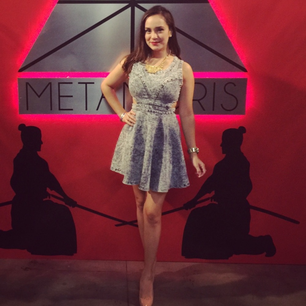 Stone wash denim A line dress